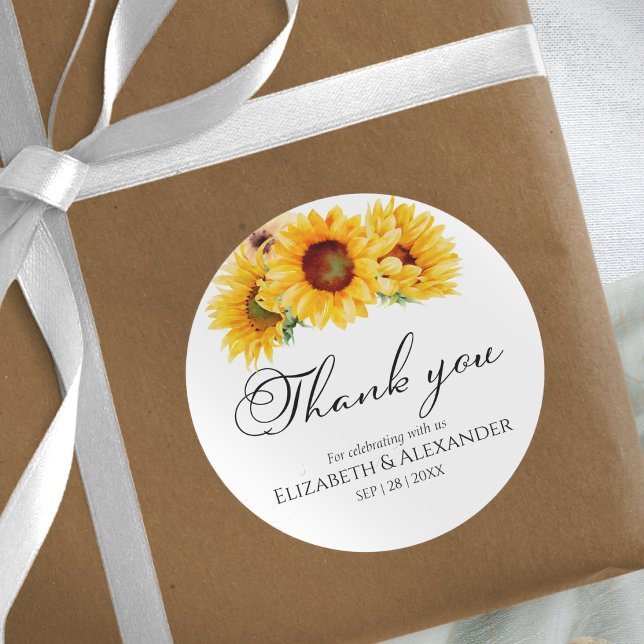 Sunflower Floral Fall Wedding thank you Sticker (Creator Uploaded)