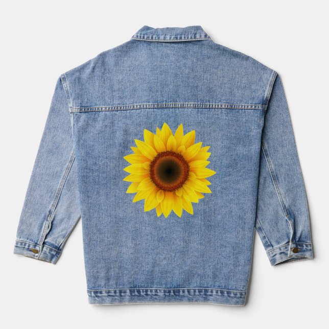 Sunflower Floral Flower Denim Jacket (Back)