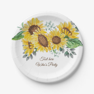sunflower, floral, flower Paper Plate