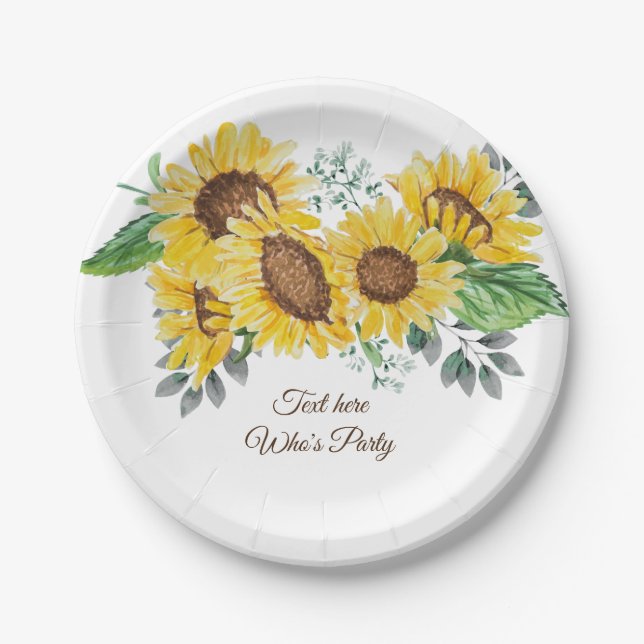 sunflower, floral, flower Paper Plate (Front)