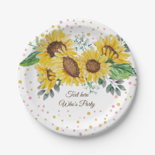 sunflower, floral, flower Paper Plate