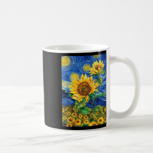 Sunflower Floral Flower Van Gogh Style Starry Nigh Coffee Mug