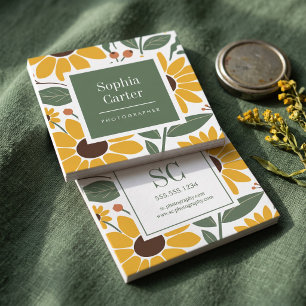 Sunflower Floral Frame Square Business Card