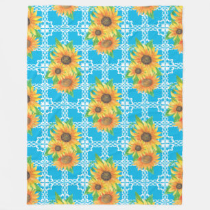 Sunflower Floral Frog Fleece Blanket