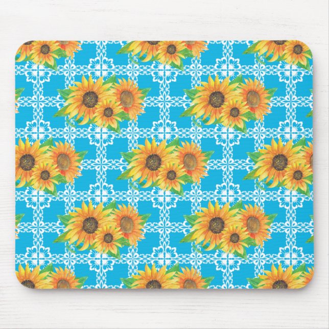 Sunflower Floral Frog Mouse Pad (Front)