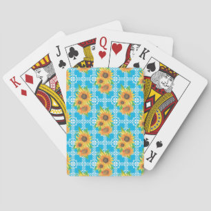 Sunflower Floral Frog Playing Cards