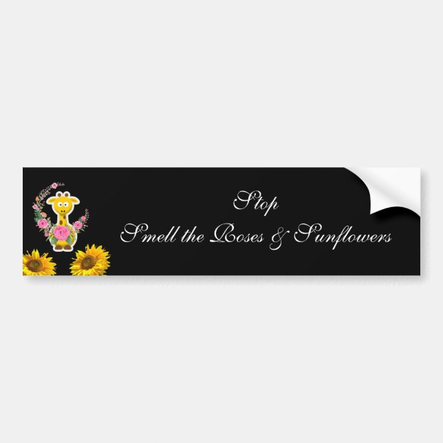 Sunflower Floral Giraffe  Bumper Sticker (Front)
