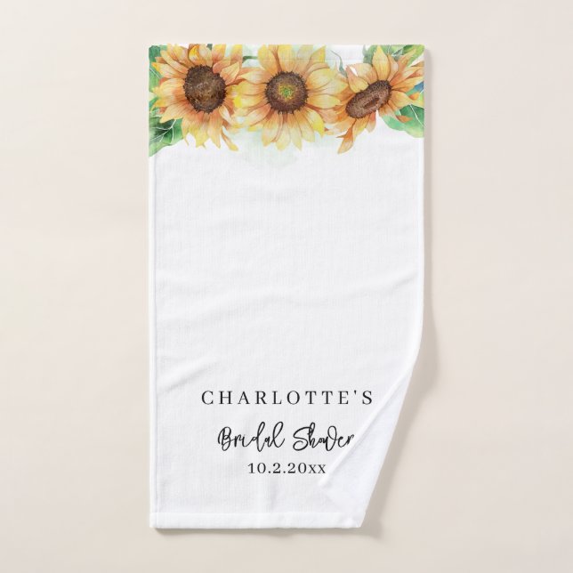 Sunflower Floral Greenery Bridal Shower Hand Towel (Hand Towel)