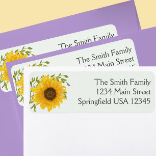 Sunflower Floral Greenery Return Address Label