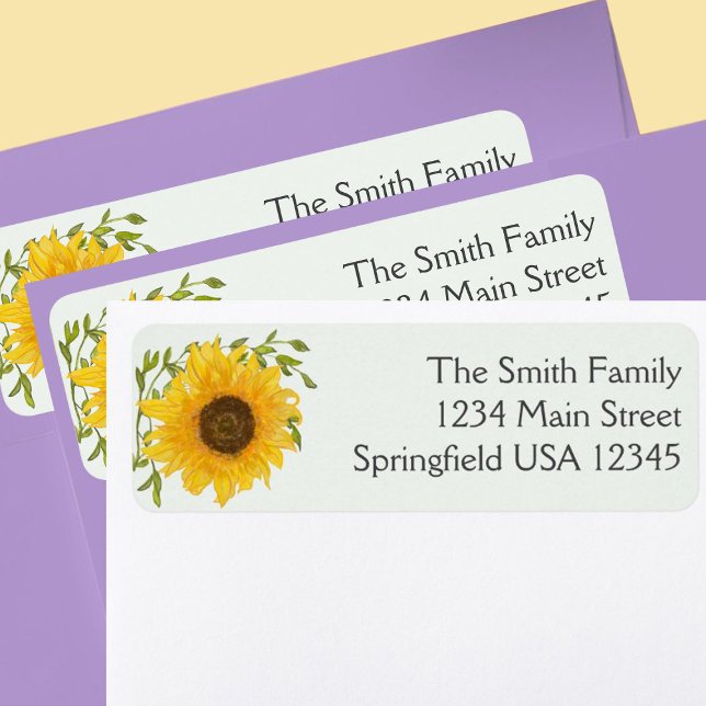 Sunflower Floral Greenery Return Address Label (Creator Uploaded)