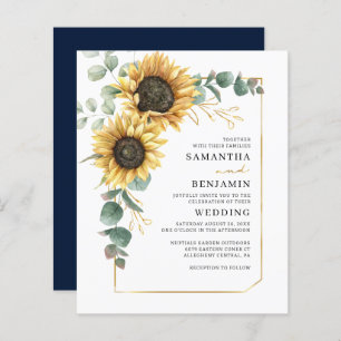 Sunflower Floral Greenery Wedding Invitation