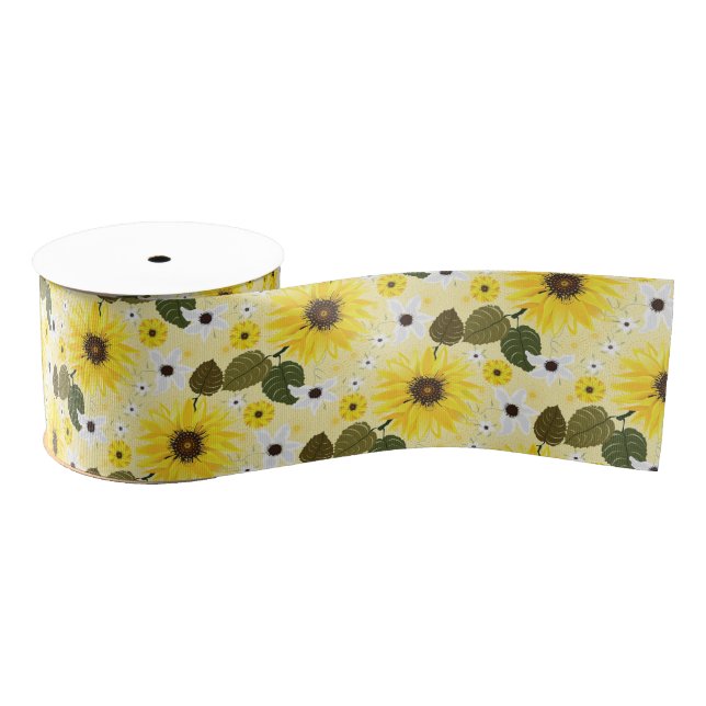 Sunflower Floral Grosgrain Ribbon (Spool)