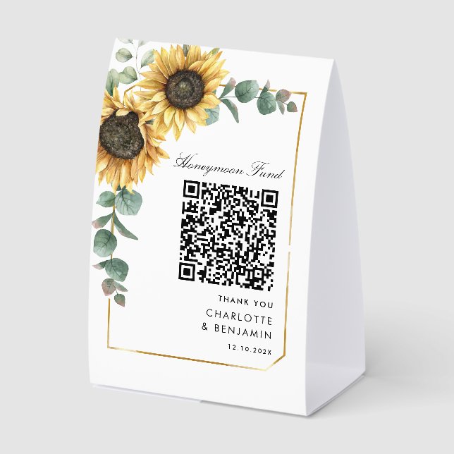 Sunflower Floral Honeymoon Fund QR Code Wedding (Front)