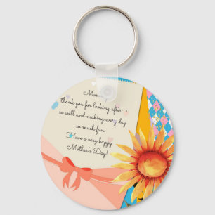 Sunflower Floral Letter Envelope Mother's Day Key Ring