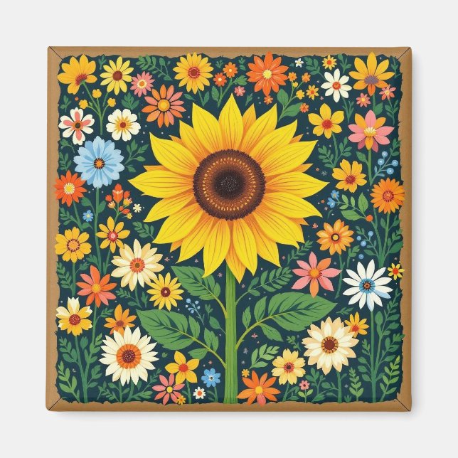 Sunflower floral magnet (Front)