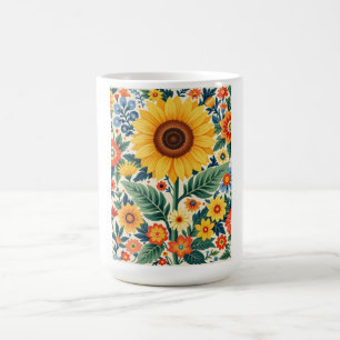 Sunflower floral mug
