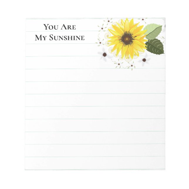 Sunflower Floral Notepad (Front)