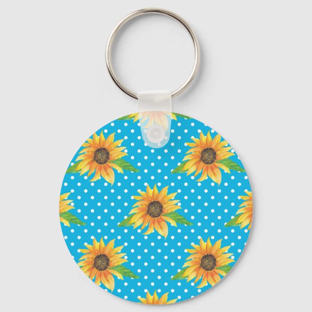 Sunflower Floral Outline Key Ring (Front)