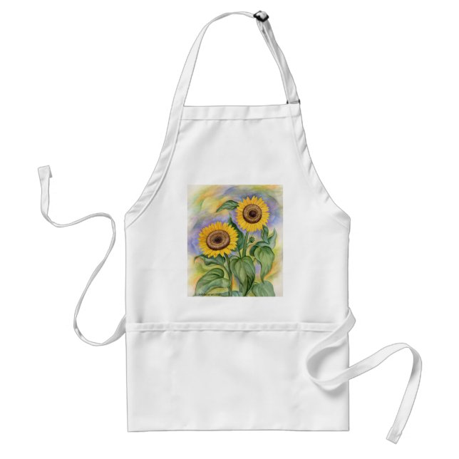 Sunflower Floral Painting Art Apron (Front)