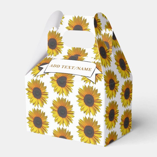 Sunflower Floral Pattern Custom Name Favour Box (Front Side)