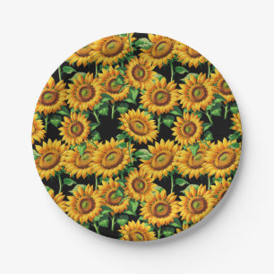 Sunflower Floral Pattern Paper Plate