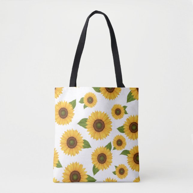 Sunflower Floral Pattern Tote Bag (Front)