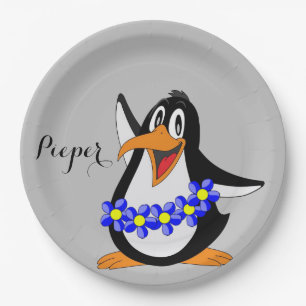 Sunflower Floral Penguin  Paper Plates