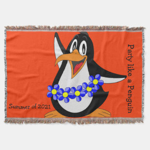 Sunflower Floral Penguin Throw Blanket