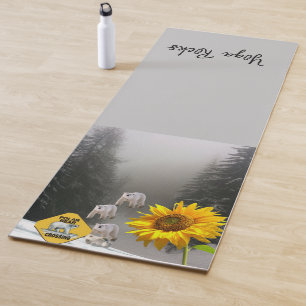 Sunflower Floral Polar Bear Yoga Mat