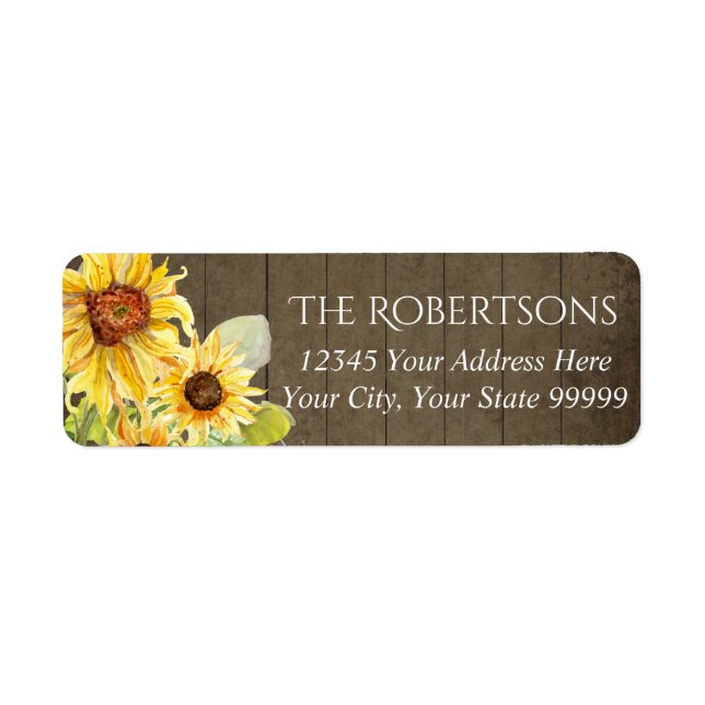 Sunflower Floral Rustic Farmhouse | Return Address Label (Front)
