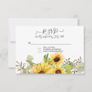 Sunflower Floral Rustic Watercolor Wreath RSVP