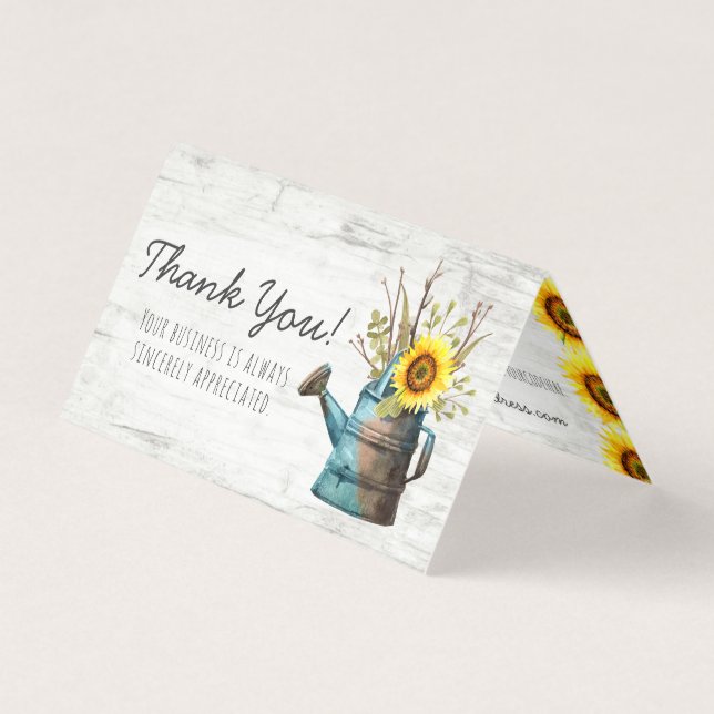 Sunflower Floral & Rustic Wood Cottage Thank You (Front)