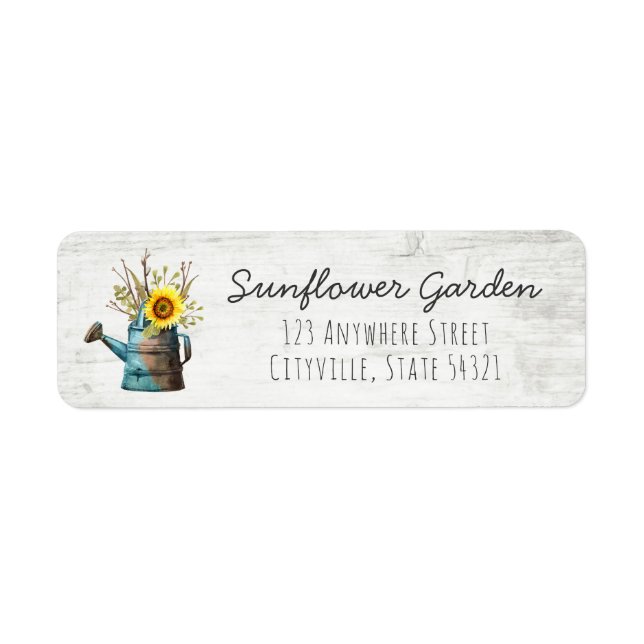 Sunflower Floral & Rustic Wood Return Address Label (Front)