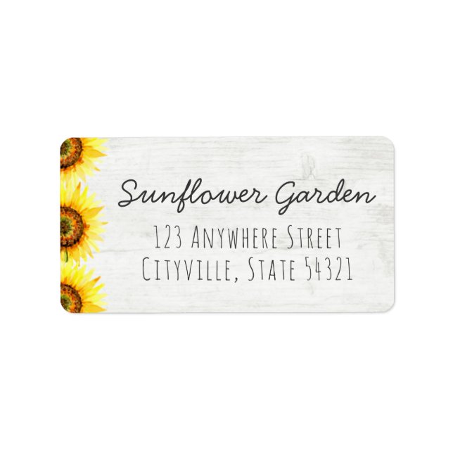 Sunflower Floral & Rustic Wood Vintage Cottage Label (Front)