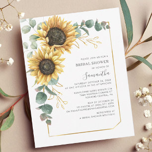 Sunflower Floral Script Bridal Shower Invitation