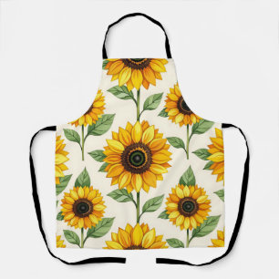 Sunflower Floral Seamless Pattern Bright Yellow Apron