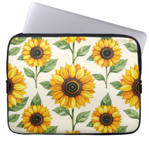 Sunflower Floral Seamless Pattern Bright Yellow Laptop Sleeve