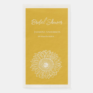Sunflower Floral Sketch Modern Bridal Shower Napkin