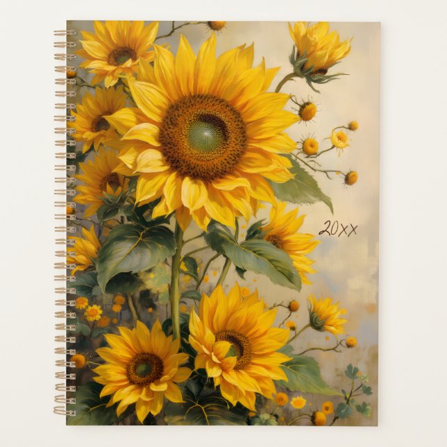 Sunflower Floral Spiral-Bound Planner Botanical (Front)