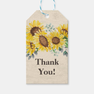 sunflower floral thank you gift tag