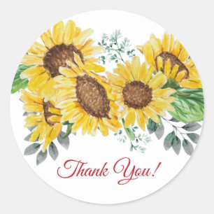 sunflower, floral thank you stickers