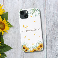 Sunflower Floral Watercolor Botanical Script Name 