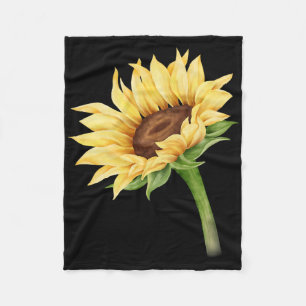 Sunflower Floral Watercolor Positivity Summer Fall Fleece Blanket