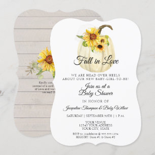 Sunflower Floral Watercolor Pumpkin Baby Shower Invitation