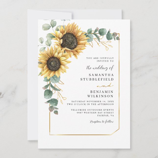 Sunflower Floral Wedding Invitation (Front)