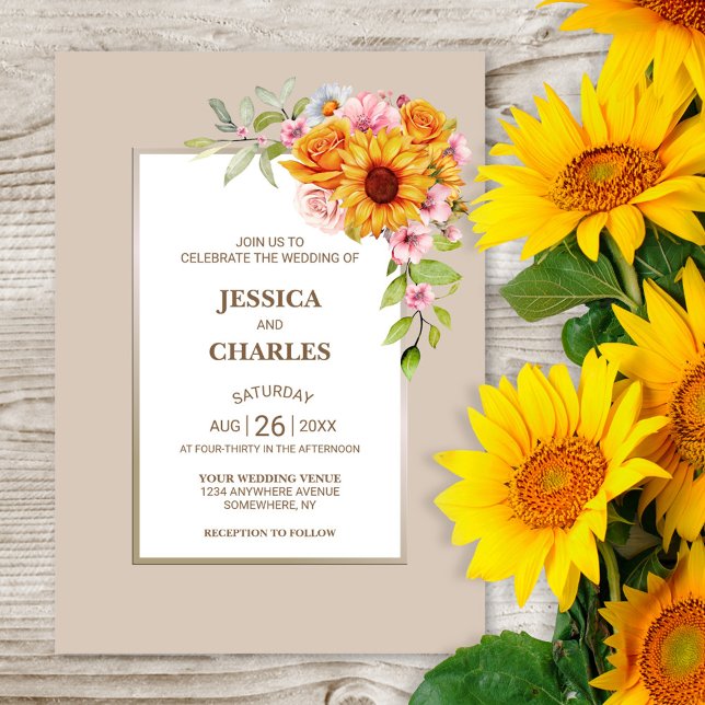 Sunflower Floral Wedding Invitation (Creator Uploaded)