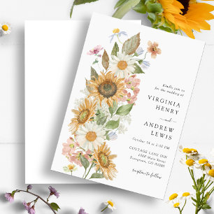 Sunflower Floral Wedding Invitation