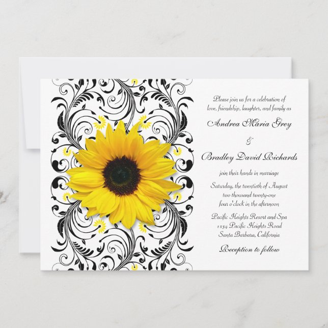 Sunflower Floral Wedding Invitation (Front)