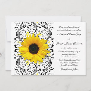 Sunflower Floral Wedding Invitation