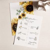 Sunflower Floral Wedding Itinerary with Icons
